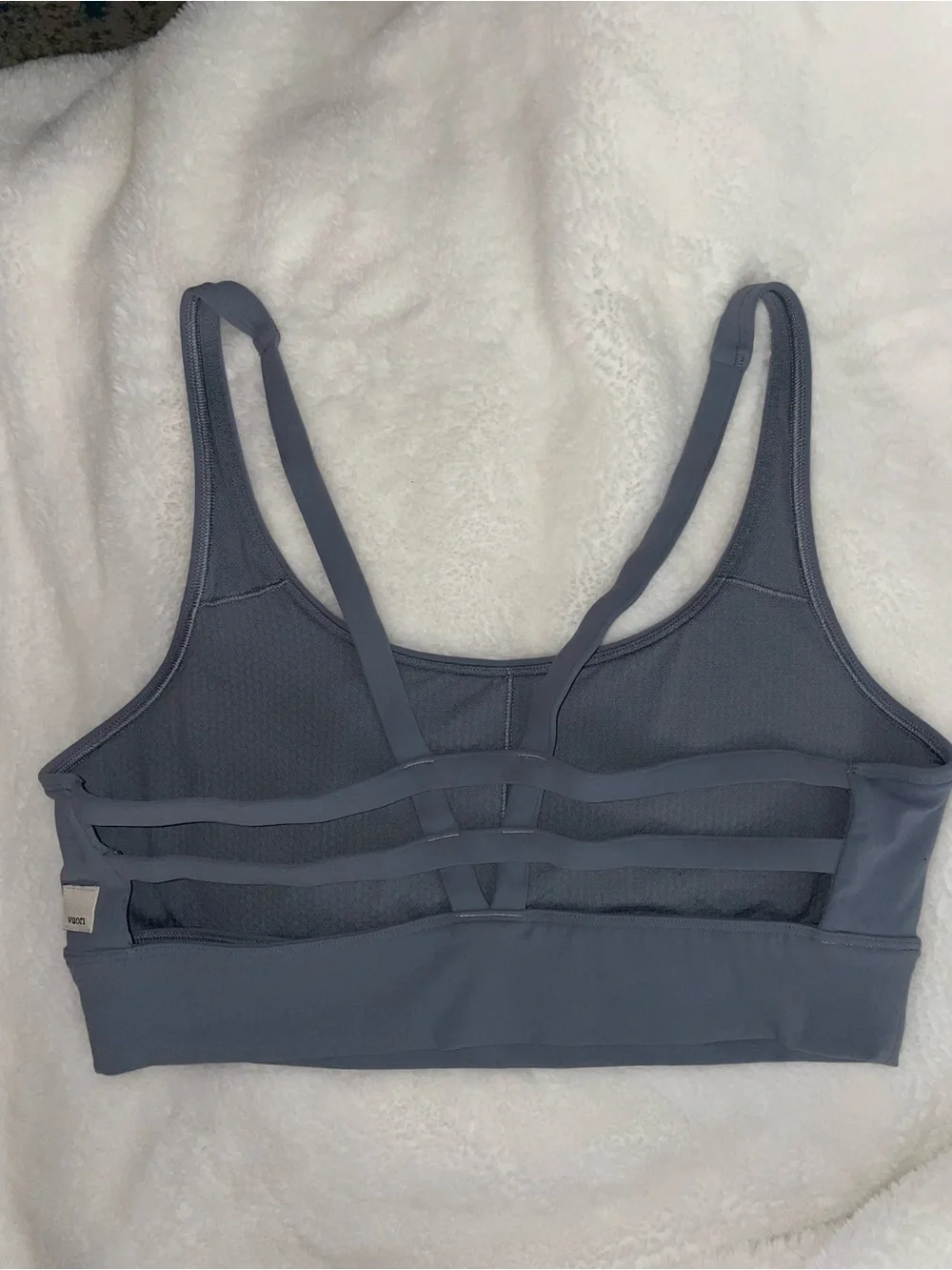 Vuori Yosemite Longline Sports Bra Athletic Top Mallorca Blue Grey Size Medium